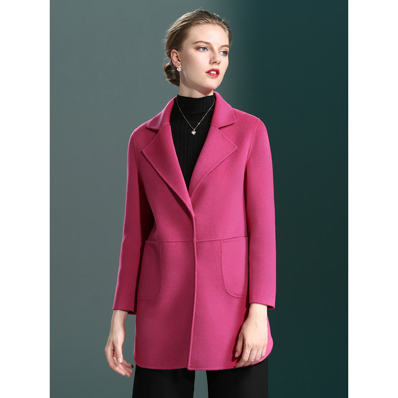 恒源祥女士毛呢大衣秋冬款羊毛宽松双面呢大衣女秋毛呢外套