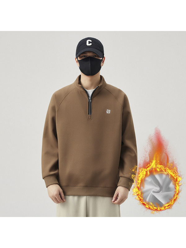 秋季半高领拉链男士卫衣春秋季潮流百搭长袖新款美式潮牌百搭上衣