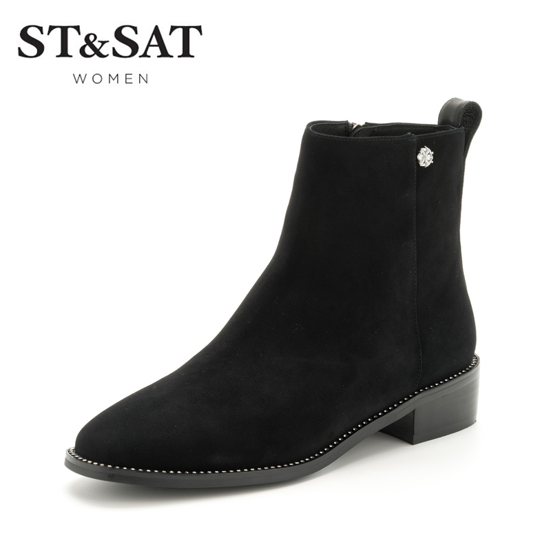St&Sat/星期六秋冬时尚铆钉低跟短靴女靴SS74116408