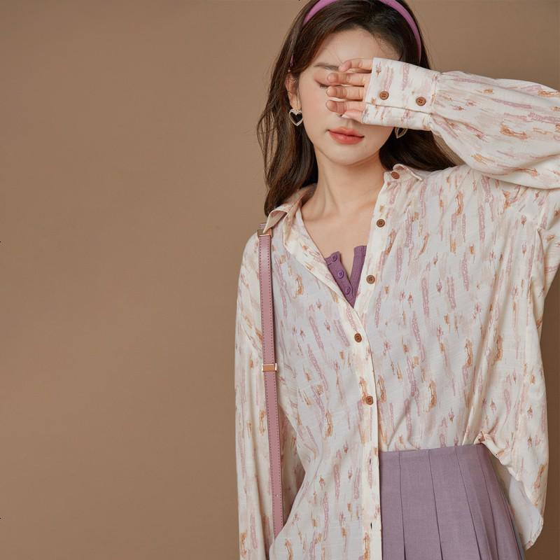 OtherMix橙IP联名衬衣女长袖2021年新款百搭初春叠穿白色衬衫上衣