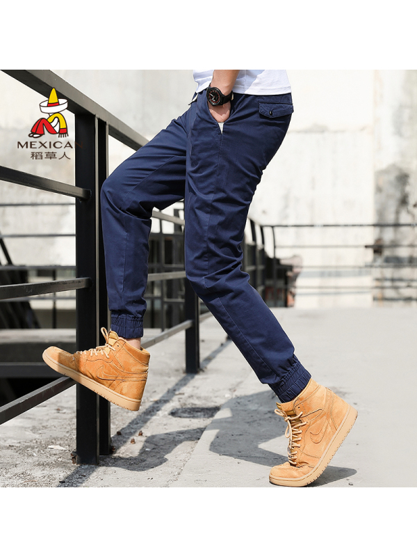 稻草人裤子男韩版潮流春季男裤潮牌宽松运动休闲裤束脚裤国潮工装裤潮