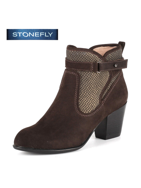 斯通富来STONEFLY牛皮圆头高跟拉链金属扣女鞋SD54112721