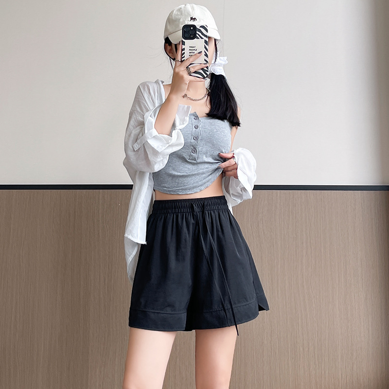 冰丝山本短裤女2025新款夏季外穿小个子松紧腰休闲宽松运动五分裤