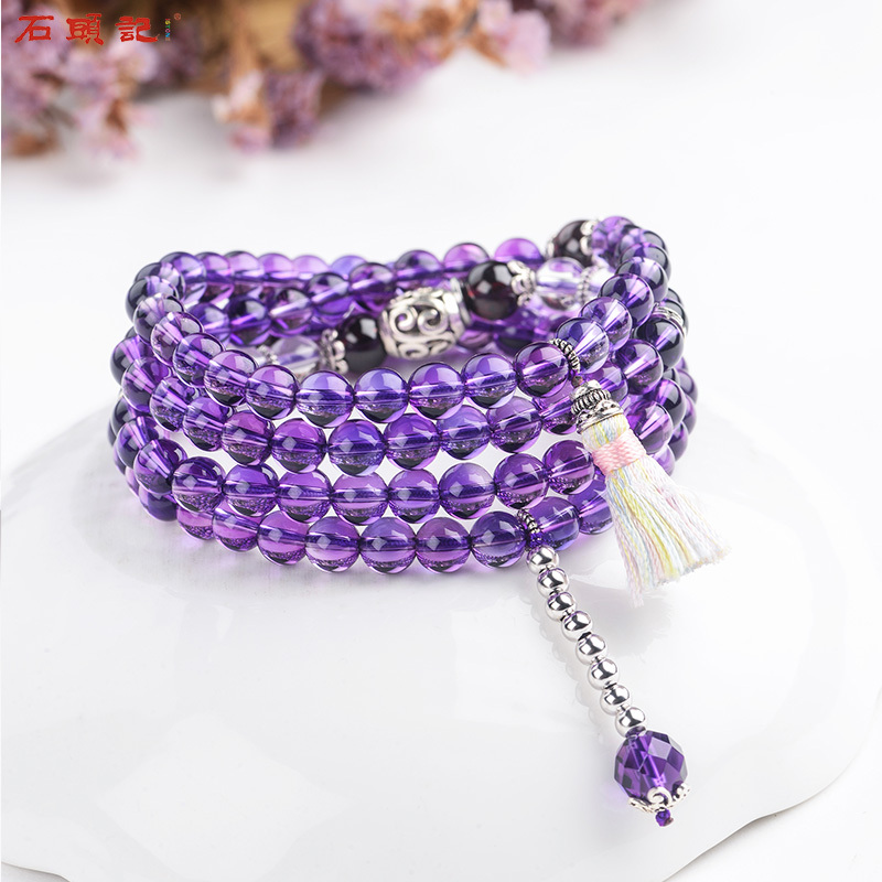 iSTONE/石头记合成紫晶925银饰结缘手珠女多圈紫水晶手链