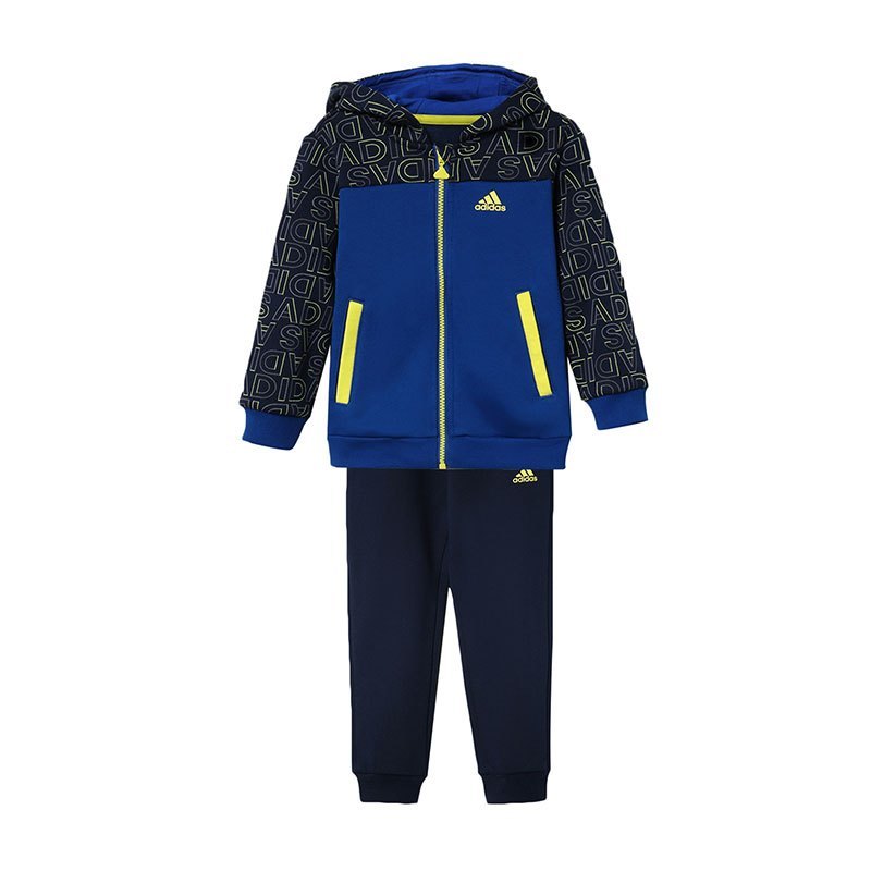 adidas童服装男婴童婴童针织套装连帽套服休闲运动服DT2335 104 DT2335蓝色
