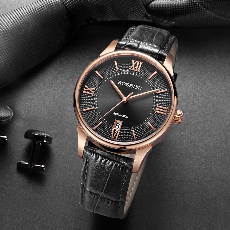 罗西尼rossini手表男士全自动机械表男腕表商务时尚休闲正装防水皮革