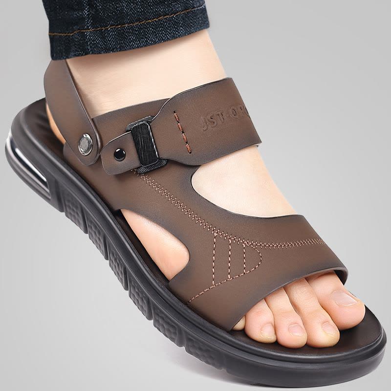 头层牛皮海边涉水休闲凉鞋防滑旅游度假沙滩一鞋两穿凉拖鞋图片