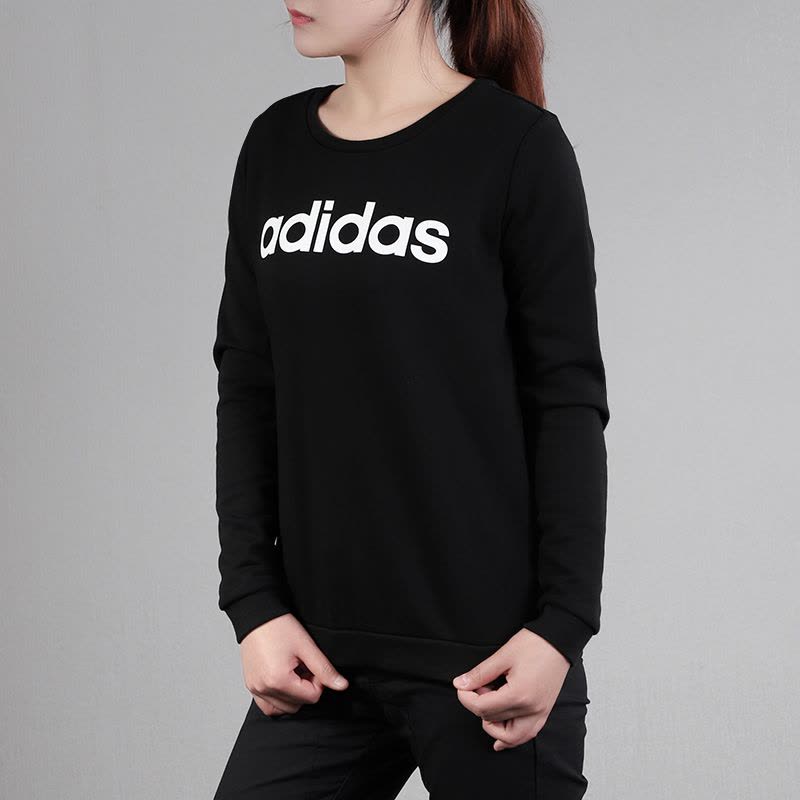 阿迪达斯卫衣女装2020秋季新款黑色圆领长袖套头运动服EI4695图片