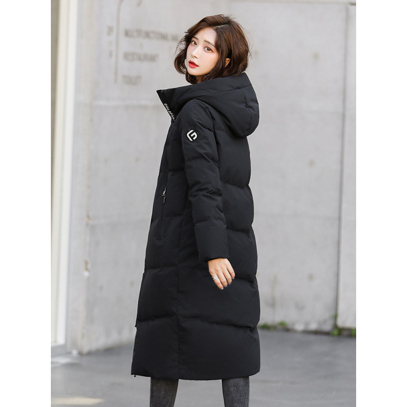 高梵品牌羽绒服女中长款2019新款连帽加厚冬季白鸭绒过膝保暖外套