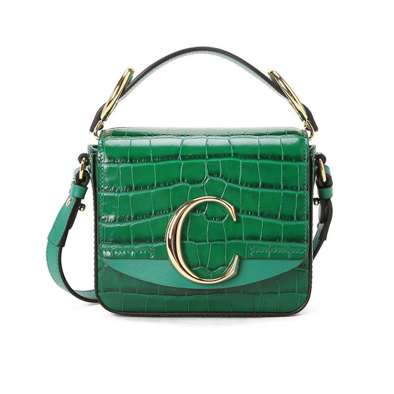 预订 CHLOE 迷你 C标识 鳄鱼压纹 单肩斜挎包CHC19US193 金扣图片
