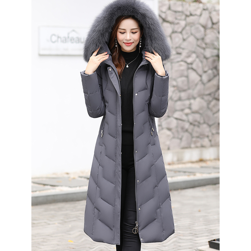 恒源祥女士羽绒服中长款2020冬新款白鸭绒外套