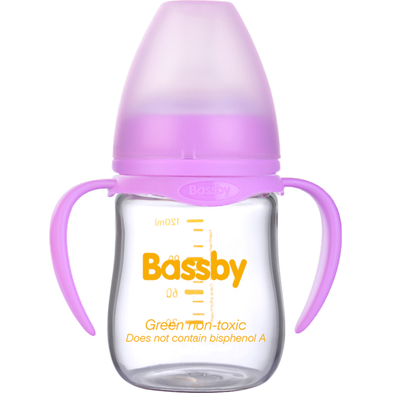 荷兰贝斯比Bassby婴儿高硼硅晶钻玻璃耐高温不含双酚A宽口异形新生儿奶瓶210ml