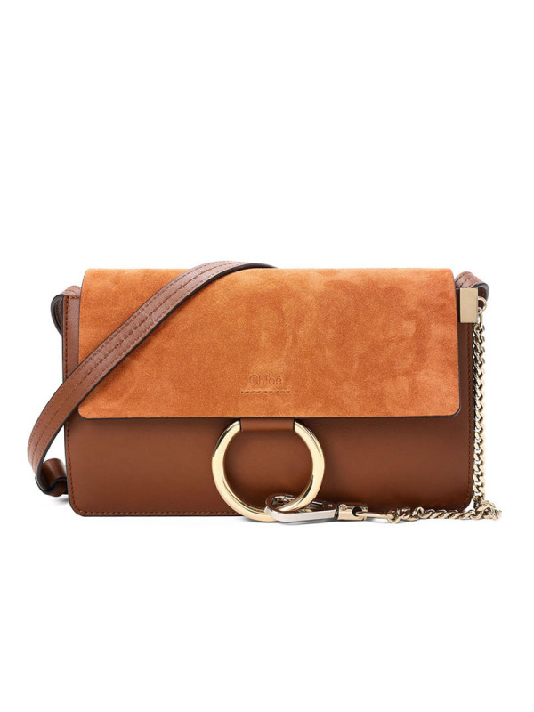 预订 CHLOE蔻依 Faye口盖包 单肩斜挎包 小号 环扣粒面皮拼麂皮CHC15US127