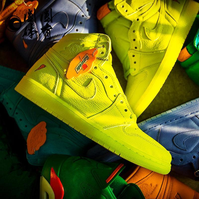 NikeAirJordan1GatoradeAJ1佳得乐柠檬黄篮球鞋AJ5997-345图片