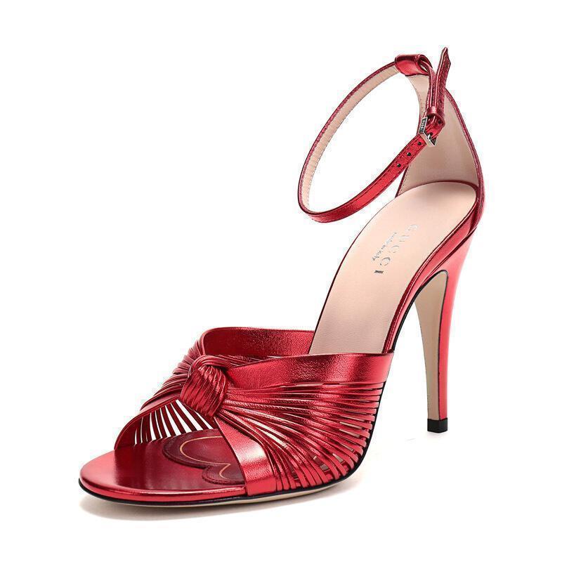 GUCCI 古驰 女士皮革凉鞋高跟鞋 577225 B8B00