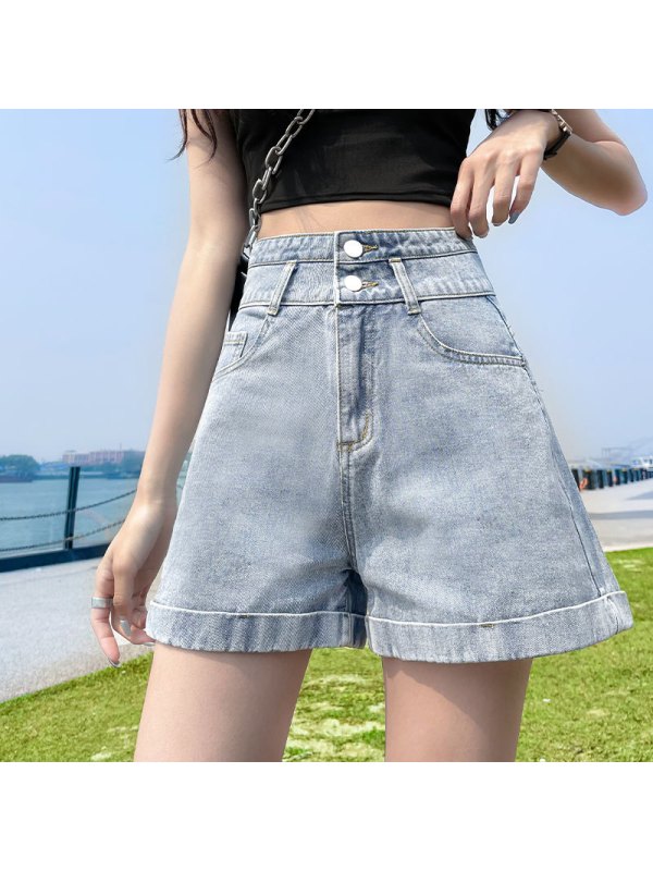 Ceba高腰牛仔超短裤女宽松2022年新款春夏季薄款阔腿显瘦a字ins潮热裤