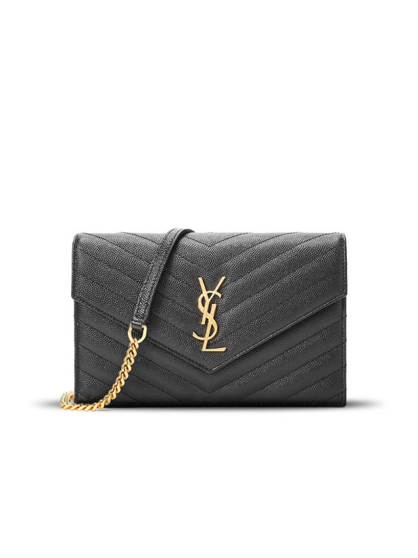 预售 SAINT LAURENT（YSL）MONOGRAM 信封包 单肩斜跨链条包 393953 牛皮革