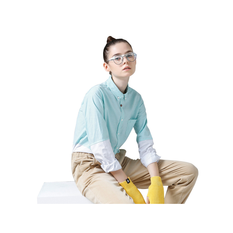 初语衬衫清时尚渐变色休闲打底衬衣女长袖上衣