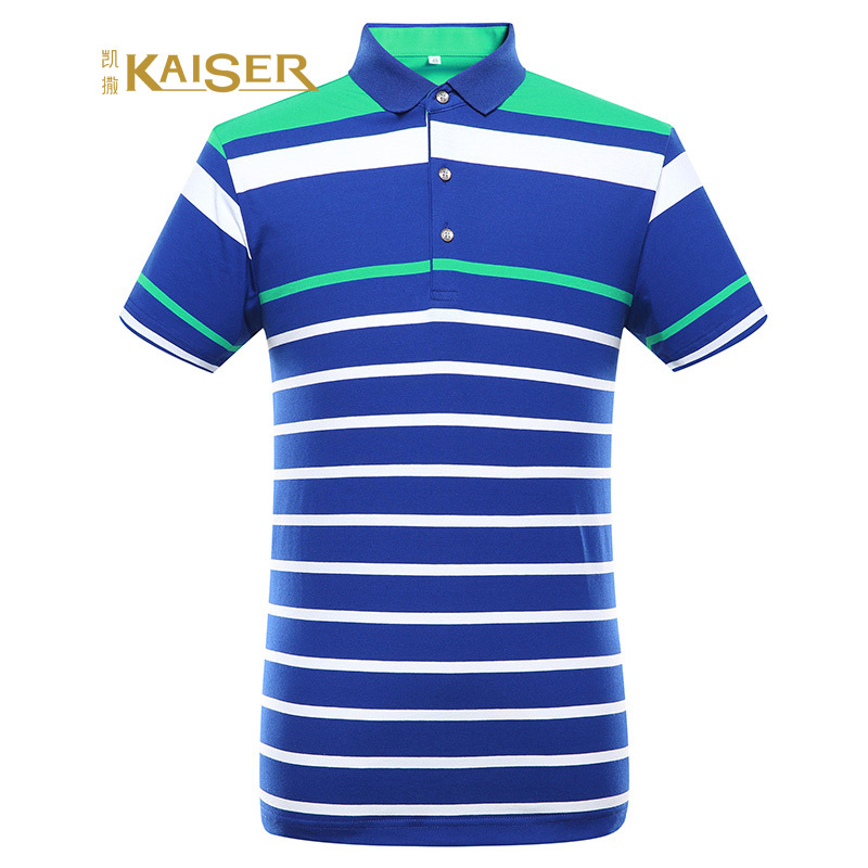 KAISER凯撒 POLO衫男士棉质百搭时尚个性品质舒适条纹微弹男短袖