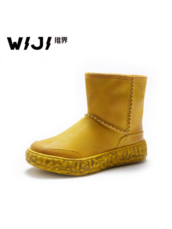WIJI冬季新款休闲保暖雪地靴个性纯色青春潮流套筒时尚舒适女鞋女