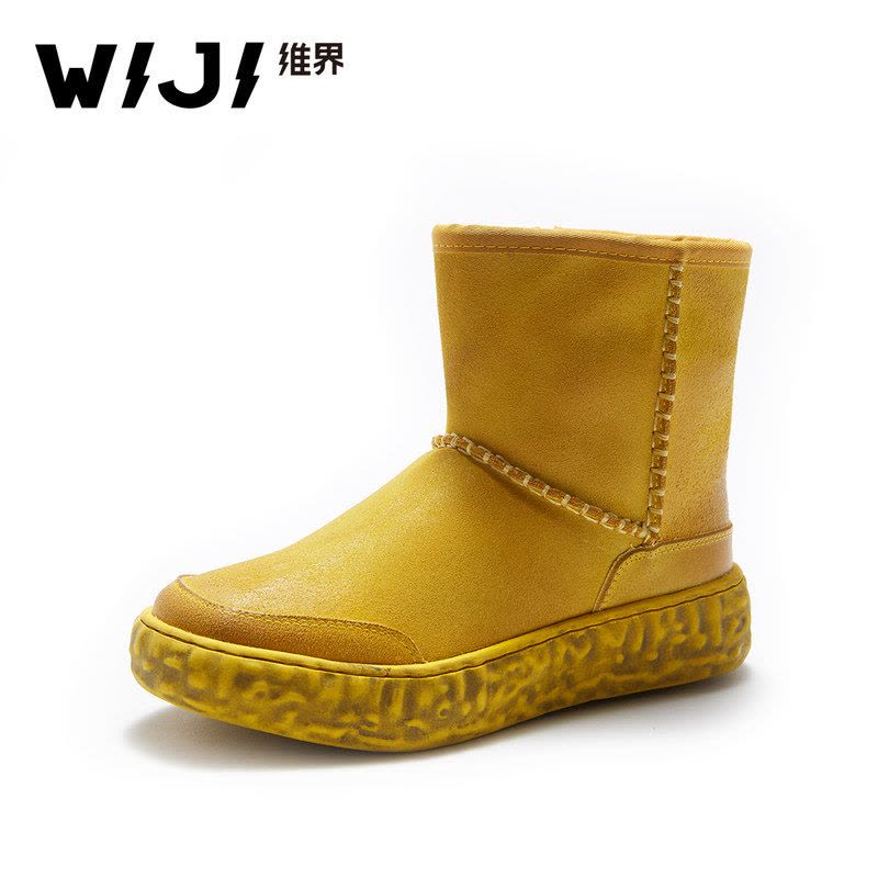 WIJI冬季新款休闲保暖雪地靴个性纯色青春潮流套筒时尚舒适女鞋女图片
