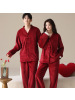 情侣睡衣秋冬季珊瑚绒本命年喜庆结婚大红色一男士一女家居服套装