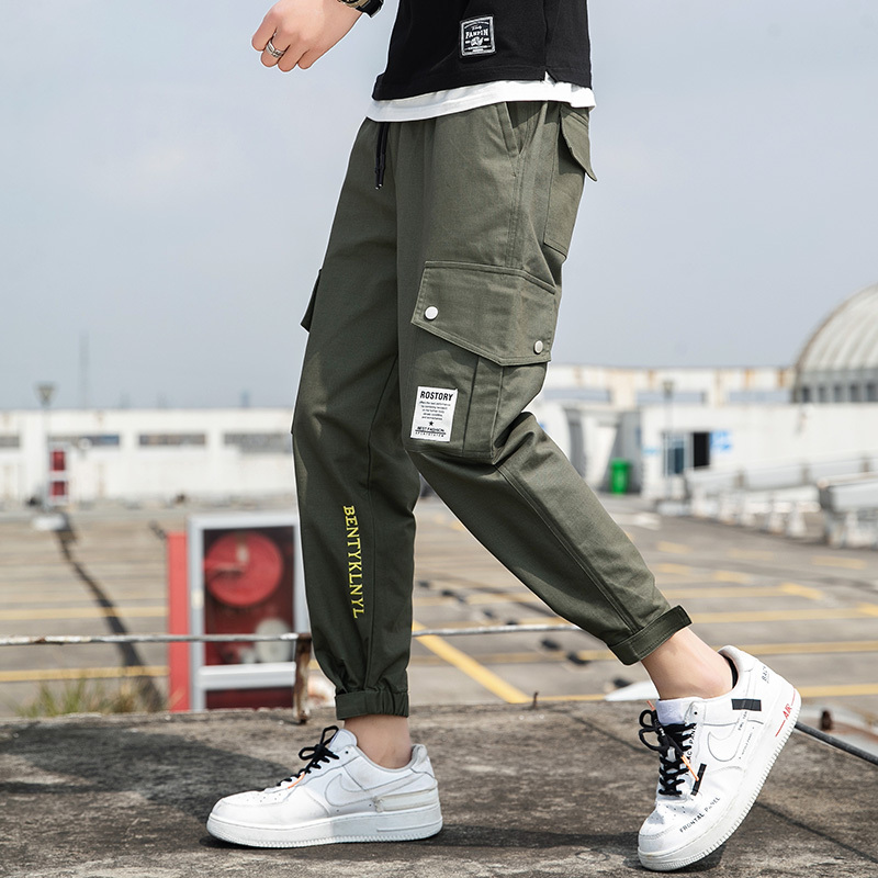 comeacross日系宽松男士束脚裤工装裤大码休闲裤男小脚长裤子