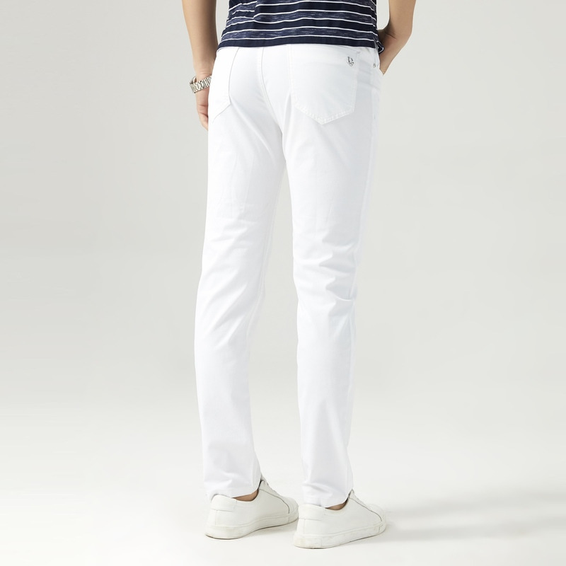 传奇保罗白色裤子男夏季薄款韩版修身小脚裤弹力时尚休闲裤