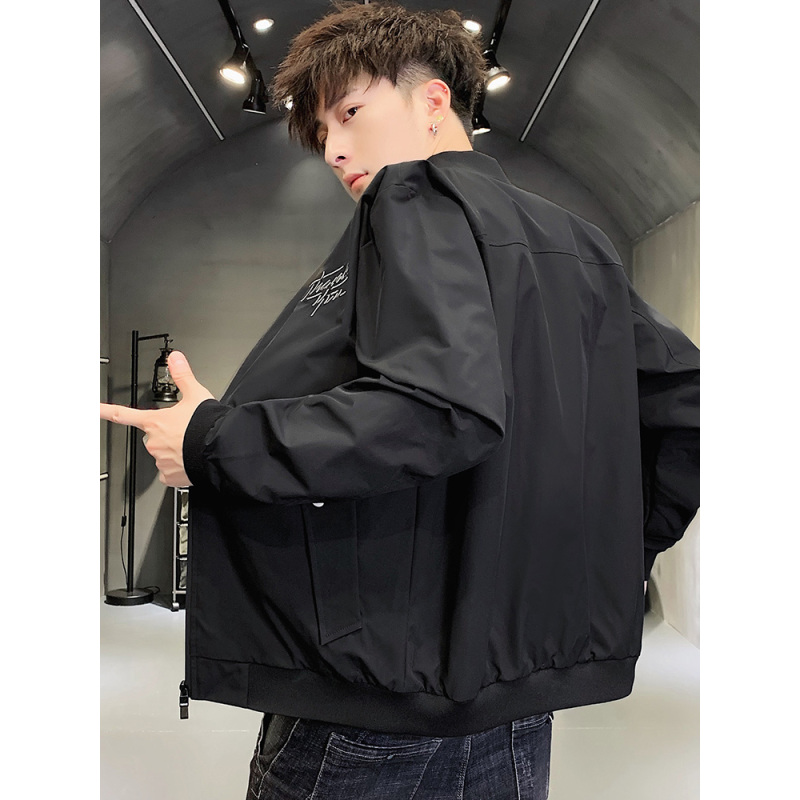 罗蒙romon夹克男2021新品秋季韩版潮流立领春秋男士上衣休闲外套男装