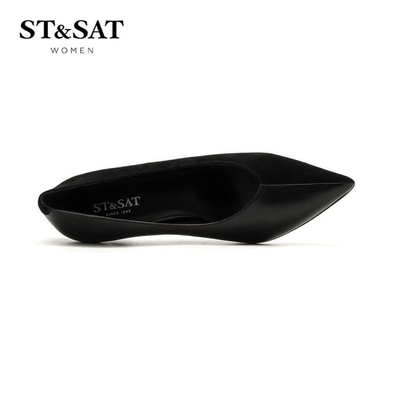 St&Sat/星期六羊皮尖头女鞋高跟细跟单鞋SS73111246图片