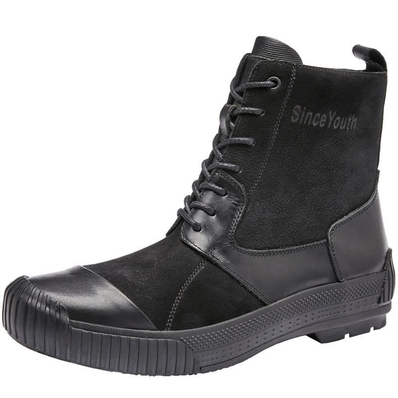 马丁靴男士头层牛皮英伦复古厚底运动休闲秋季高帮真皮工装靴透气图片