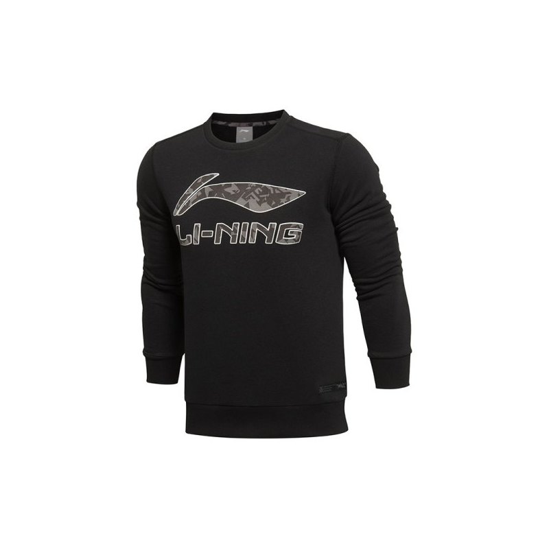 李宁男卫衣秋冬圆领套头休闲运动服装AWDL469-3 3XL AWDL469-3新基础黑