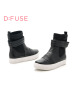迪芙斯(D:fuse)冬季牛皮革/布圆头平底休闲短靴女DF64117317