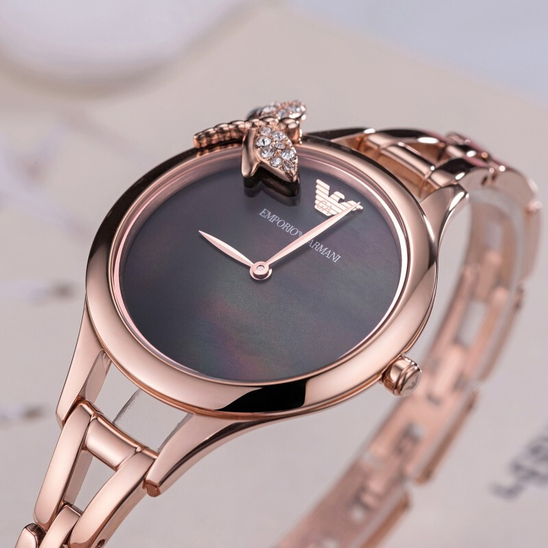 阿玛尼emporioarmani手表女士绿色贝母蜻蜓腕表蜻蜓绿色表盘ar11139