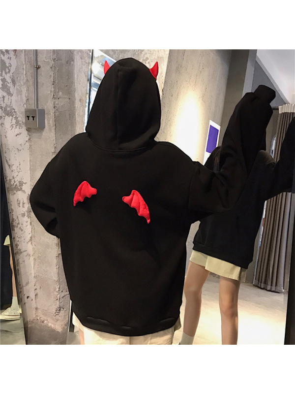 秋冬卫衣ins潮原宿风加绒连帽上衣宽松大码韩版外套女装