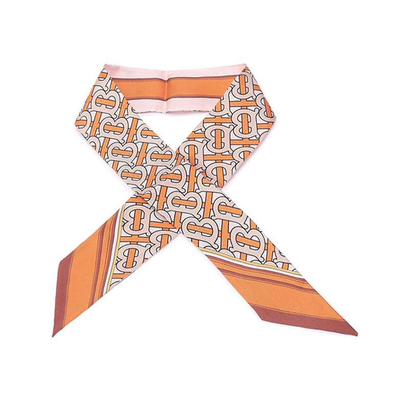 博柏利巴宝莉burberry女款tb专属标识桑蚕丝装饰带小领巾窄版丝巾