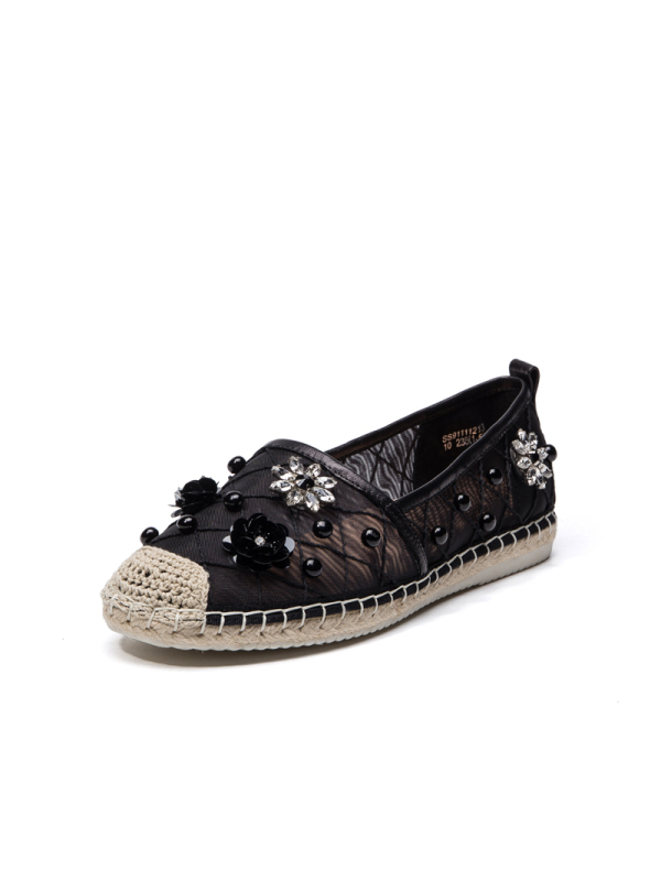 ST&SAT/星期六新品水钻装饰圆头平底休闲渔夫鞋单鞋女SS91111213