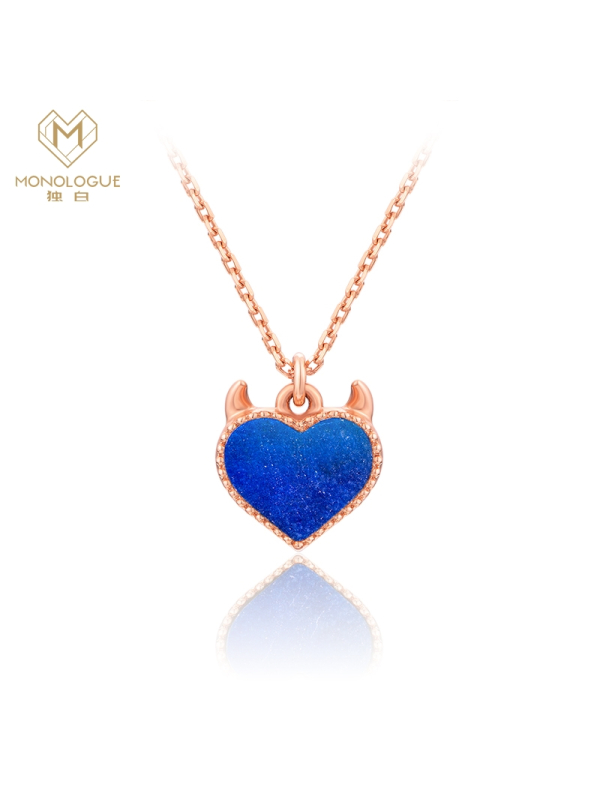 MONOLOGUE独白18K镶玉石恶魔之心小红心爱心项链女多款可选