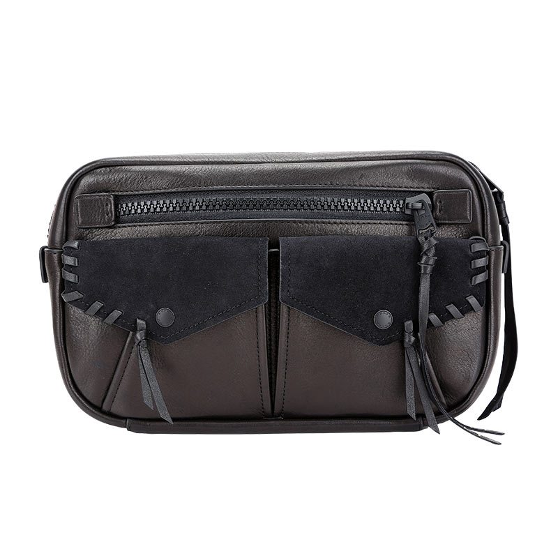 自营 新品 COACH 蔻驰 品 男士专柜款中号单肩腰包胸包黑色皮革 374 MW/BK