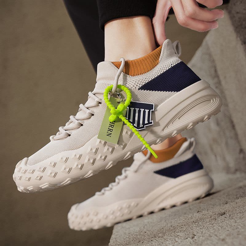 椰子男鞋2025新款春季透气飞织网鞋男士休闲百搭轻便袜子运动潮鞋图片