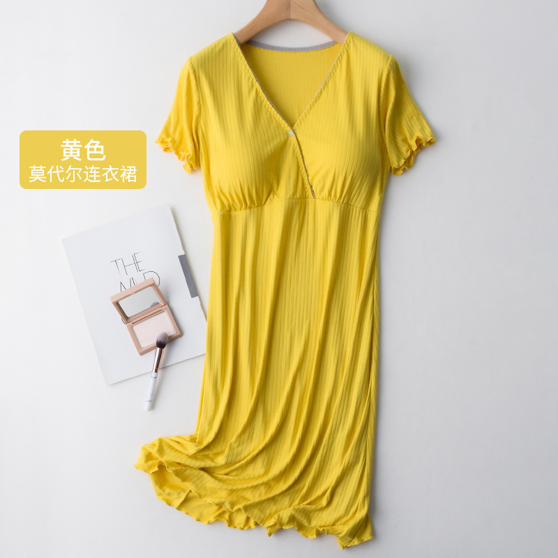 Three Sons哺乳睡裙夏季薄款喂奶衣哺乳上衣中长款产后孕妇连衣
