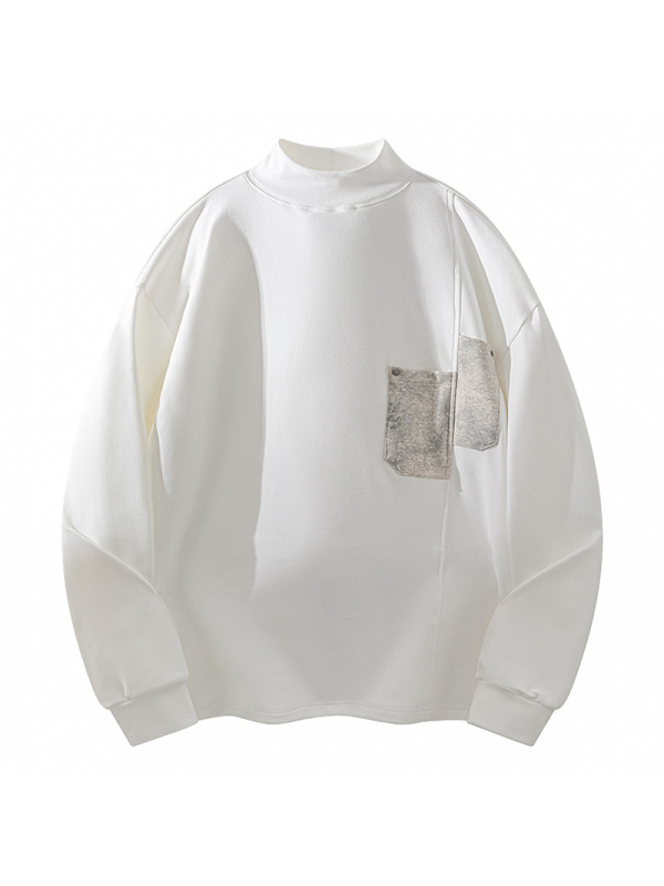 春秋季新款半高领长袖卫衣男休闲时尚潮牌套头宽松内搭打底衫外穿