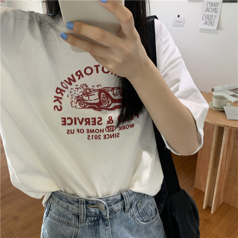 夏季韩版宽松短袖T恤女韩版新款bf风大码上衣情侣打底衫