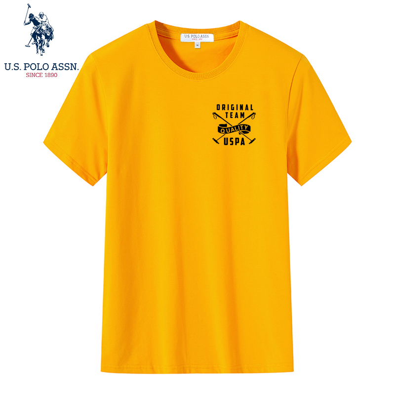 USPOLO ASSN（100%棉）夏季新款男士短袖T恤衫运动休闲时尚简约圆领印花宽松上衣