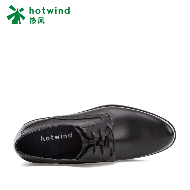 热风hotwind2018秋新款皮鞋男英伦平底男士系带休闲鞋简约潮流H43M7302