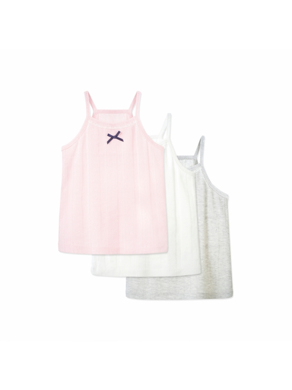 婴姿坊童装女童女宝宝夏季吊带蝴蝶结镂空休闲内搭日系上衣