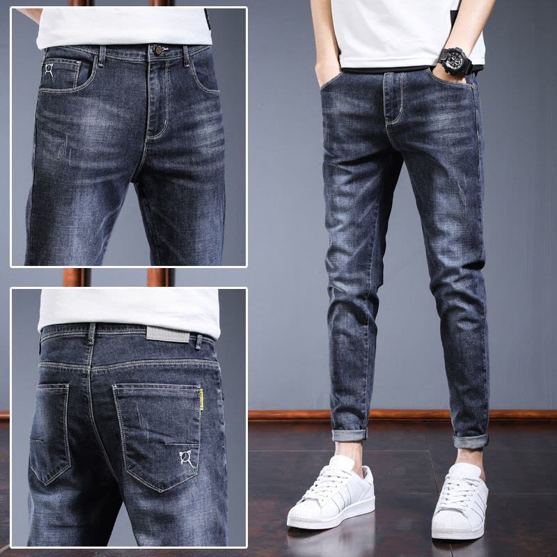 Ceba2022年新款 九分裤牛仔裤男 休闲帅先生男装9分弹力修身牛仔裤 潮图片