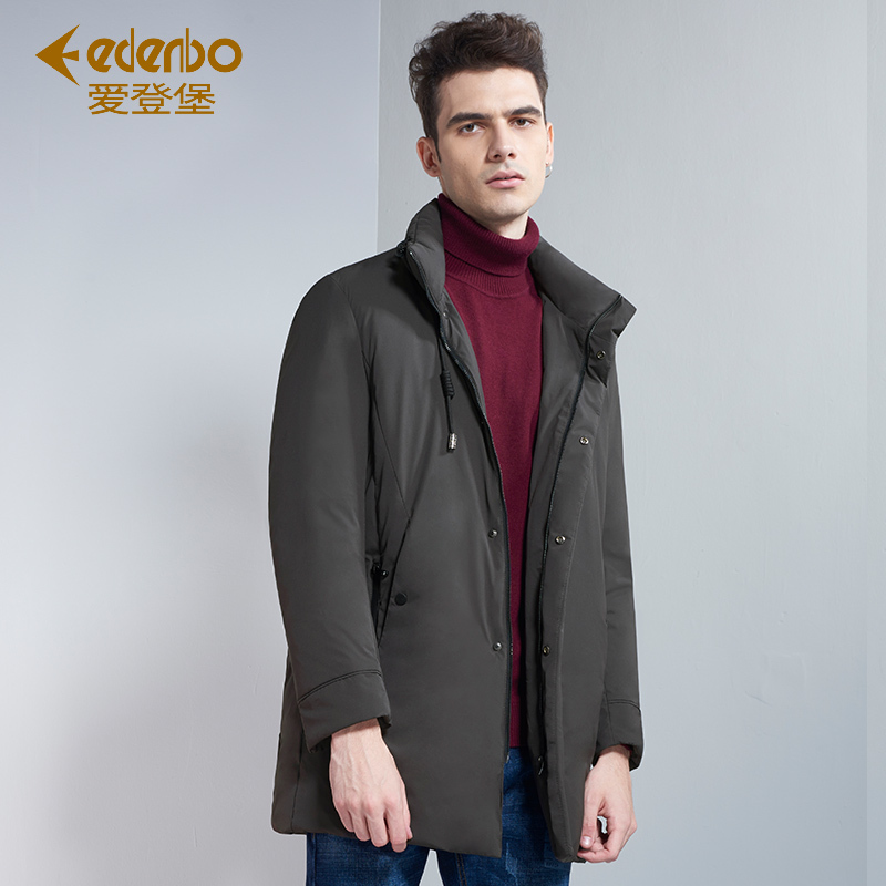 爱登堡男装羽绒服男青年中长款冬季新款加厚保暖潮流羽绒外套男