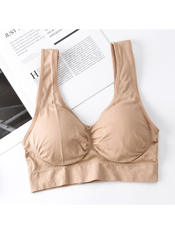中老年大码无缝零束缚无钢圈睡眠文胸 无痕瑜伽双层运动背心女bra