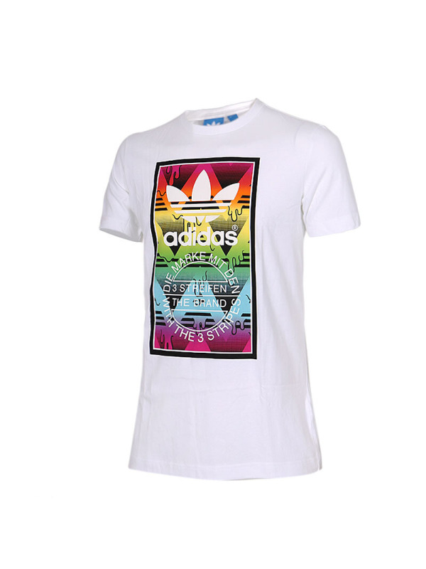 adidas阿迪达斯三叶草时尚印花休闲短袖T恤-AJ7137